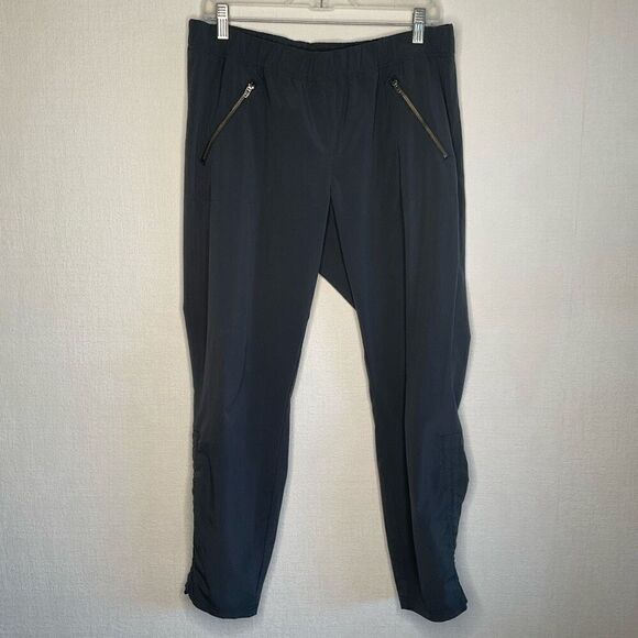 Athleta Aspire Pants Dark Gray Cinch Ankle Jogger Style Zipper Pockets Sz‎ 12 - Picture 4 of 14